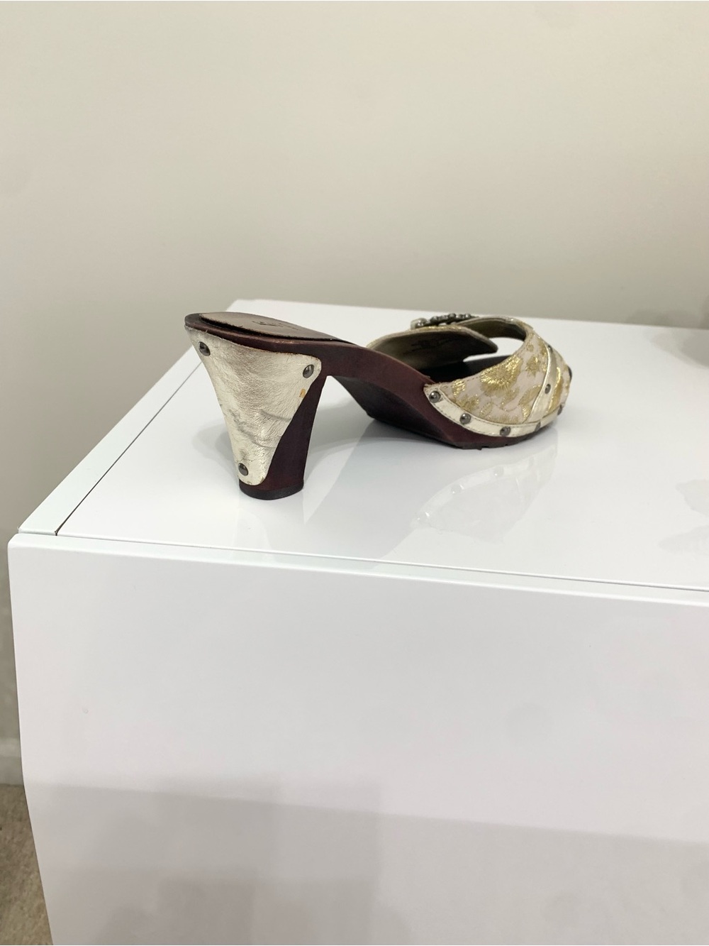 Bakers Gold Floral Embellished Slide Heel Mule - Picture 3 of 3